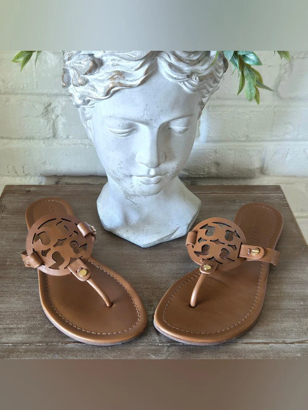 SOLDTory Burch Miller Flat Sandals In Vachetta Brown, Brazil, Vacation, Everyday